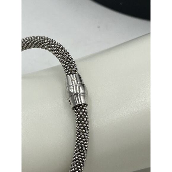 Sterling Silver 925 Diamond Cut Mesh Flexible Bangle Bracelet Magnetic Closure - Picture 12 of 16